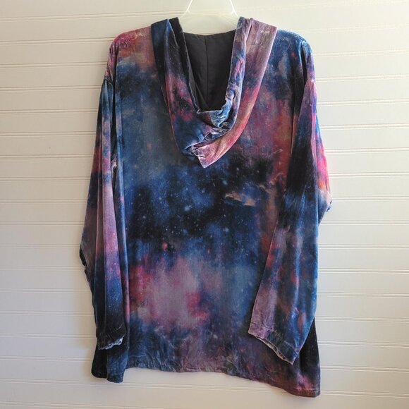 Johnny Was Womens Nova Velour Hoodie Size M Relaxed Pockets Silk Blend Tie Dye - Picture 8 of 10